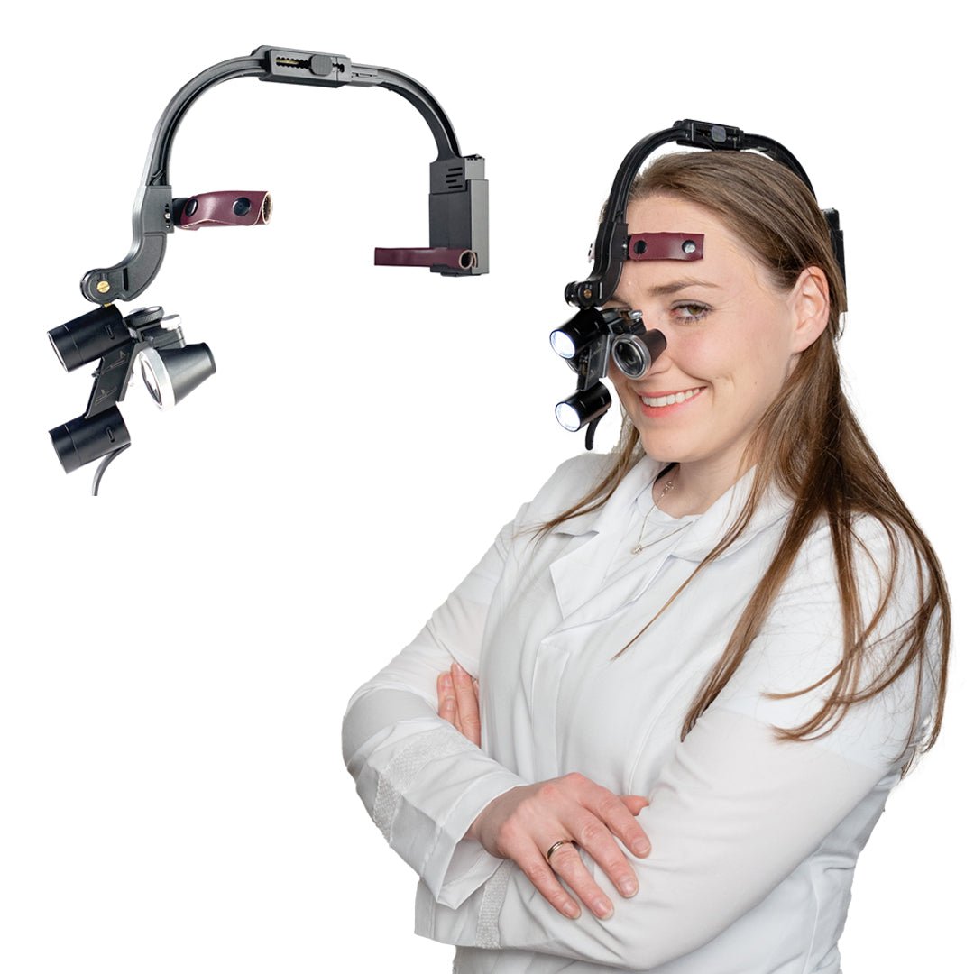 Kit Completo Lupa M1 con lentes de 2.5x y 3.5x + Maletí — vista lateral ergonómica