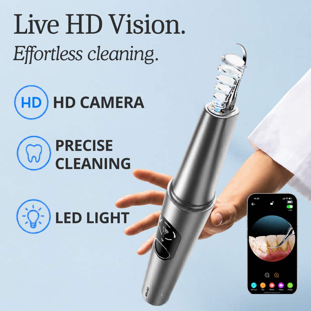[locale:en] Ultrasonic dental cleaner with HD camera: live HD vision, precise cleaning, LED light